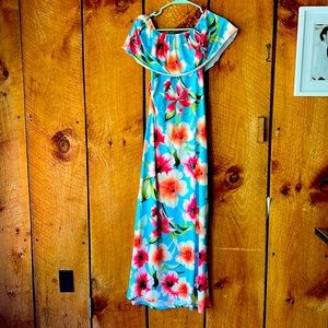 Hawaiian off the shoulder long maxi dress